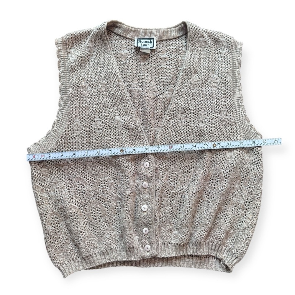 Vintage 90’s Knit Cream/Tan Sweater Vest Kenneth Too! - Picture 3 of 6